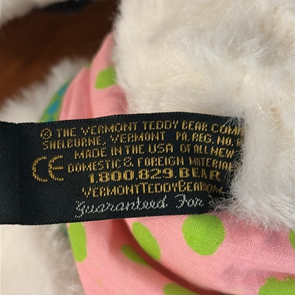 White Vermouth Teddy Bear Plush with Pink Polka Dot Diaper 15” - Picture 6 of 6